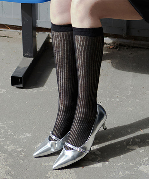 MARY JANE KITTEN HEEL SILVER