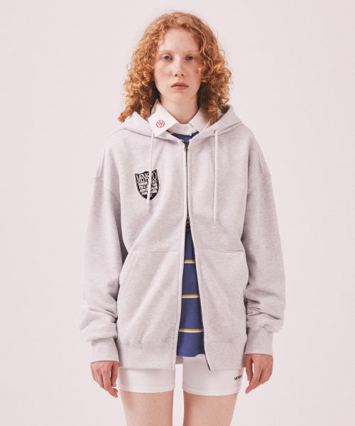 MENASOO APPLIQUE TWO WAY HOODIE ZIP UP - 3 COLORS MELANGE