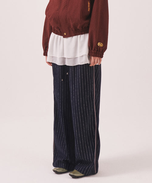 MNS PINSTRIPE WIDE BRUSHED PANTS - 2 COLORS NAVY