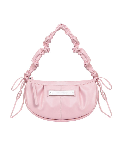 CRYSTAL SHIRRING RIBBON ROUND BAG #徐睿知同款! - 5 COLORS BABY PINK