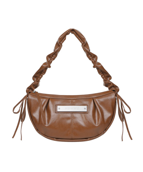 CRYSTAL SHIRRING RIBBON ROUND BAG #徐睿知同款! - 5 COLORS BROWN
