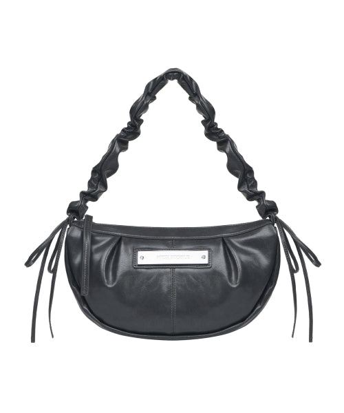 CRYSTAL SHIRRING RIBBON ROUND BAG #徐睿知同款! - 5 COLORS CHARCOAL