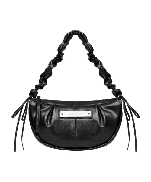 CRYSTAL SHIRRING RIBBON ROUND BAG #徐睿知同款! - 5 COLORS BLACK