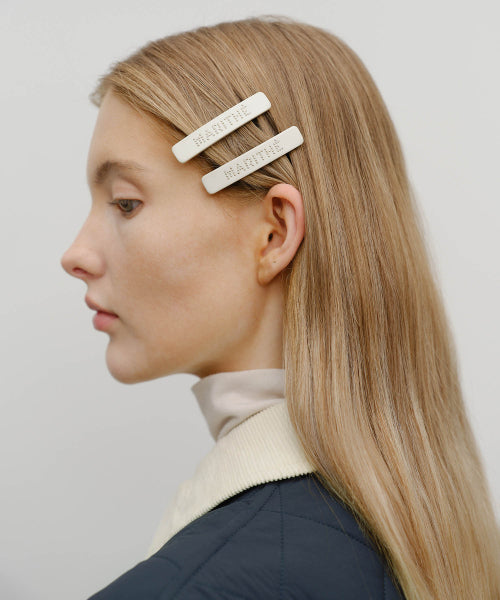 REGULAR LOGO METAL BALL HAIR PIN 2PACK - 3 COLORS IVORY