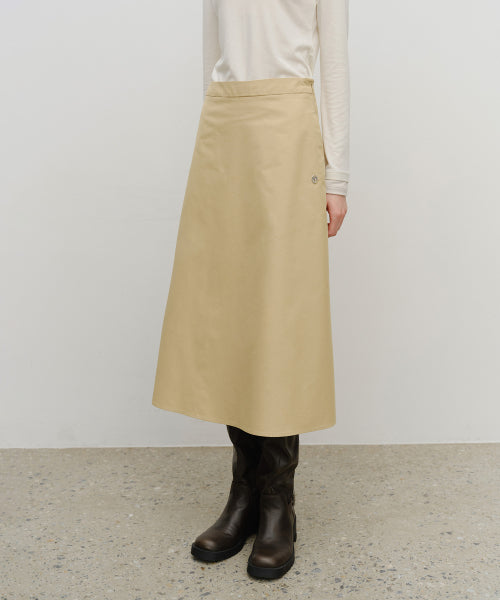 W SEMI FLARE SKIRT - 2 COLORS BEIGE