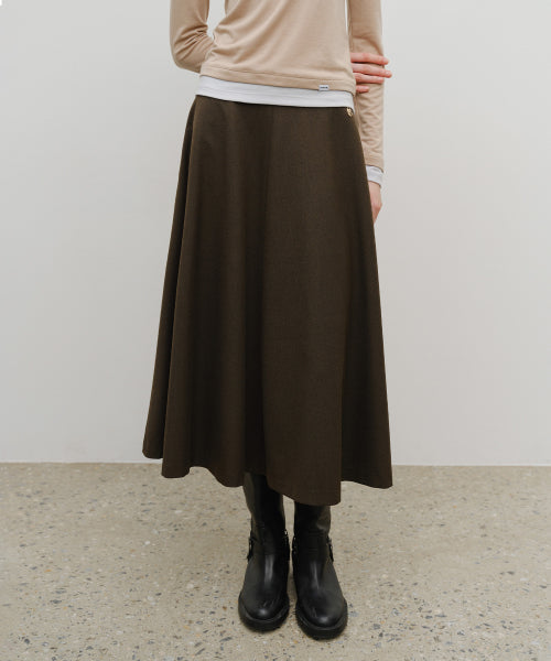 W LONG FLARE SKIRT - 2 COLORS BROWN