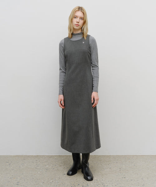 W SLEEVELESS LONG DRESS - 2 COLORS CHARCOAL