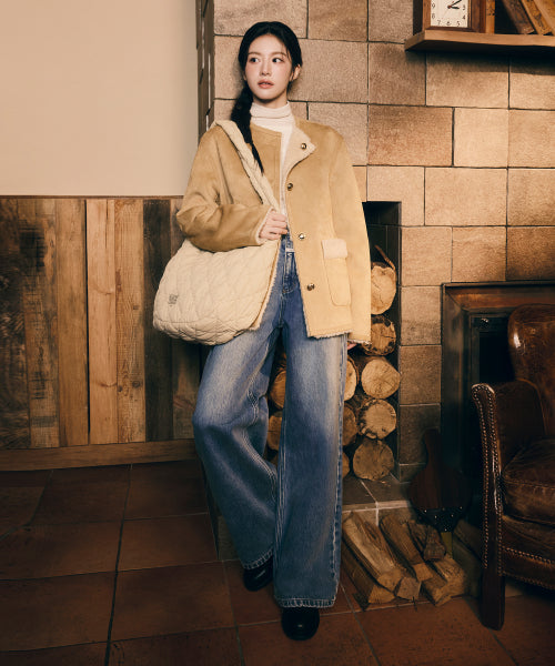 W WIDE DENIM PANTS BLUE