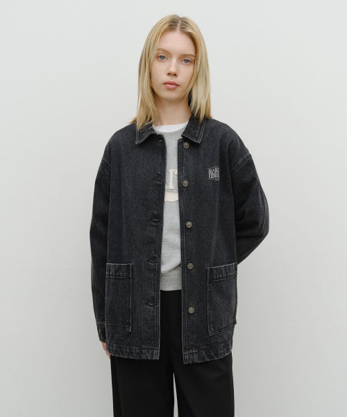 W FRENCH DENIM WORK JACKET - 2 COLORS BLACK