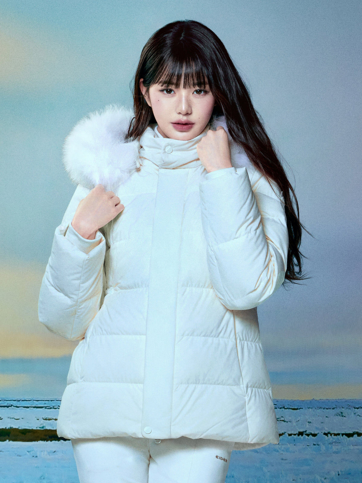 EIDER SCARLETT BASIC MIDDLE DOWN JACKET Cream WONYOUNG 同款