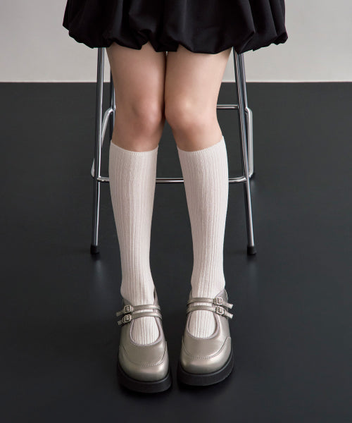 HATCHED PLATFORM MARY JANE - 2 COLORS BLACK