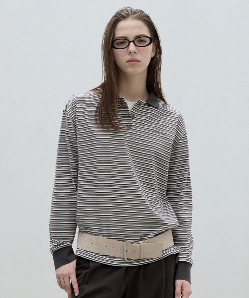 ROLA COLLAR STRIPE T-SHIRT - 2 COLORS GREY