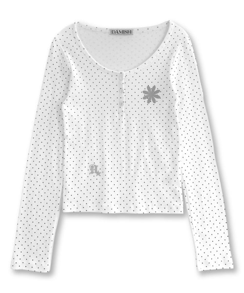 TEE DOT HENLEY NECK SLEEVE LONG IVORY