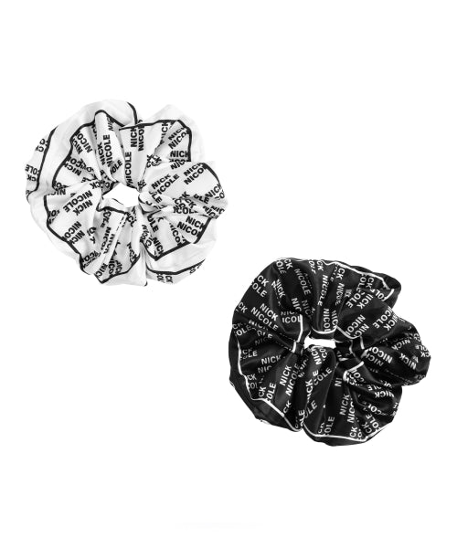 NICOLE LOGO SATIN HAIR SCRUNCHIE #徐睿知同款! - 2 COLORS BLACK