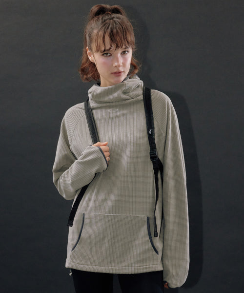 WAFFLE WARMER HOODIE - 3 COLORS KHAKI BEIGE