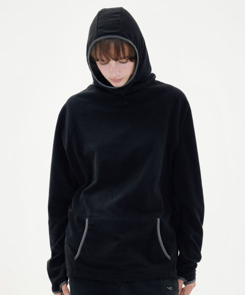 WAFFLE WARMER HOODIE - 3 COLORS BLACK