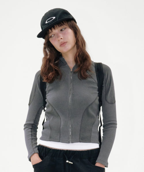 MULTI WAFFLE ZIP-UP CHARCOAL
