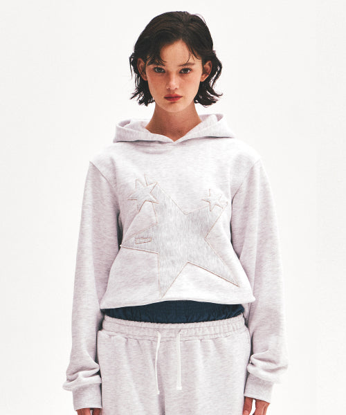 THREE SINGLE STAR HOODIE - 3 COLORS GREY