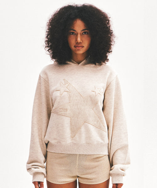 THREE SINGLE STAR HOODIE - 3 COLORS OATMEAL