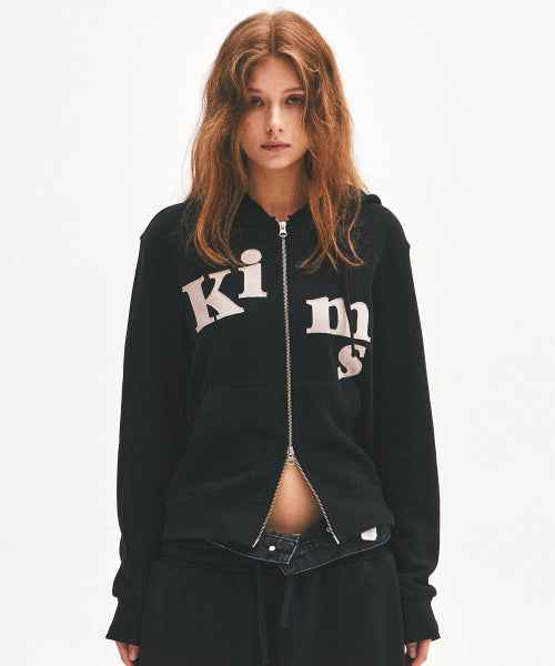 MESSY ALPHA APP ZIP HOODIE - 3 COLORS BLACK