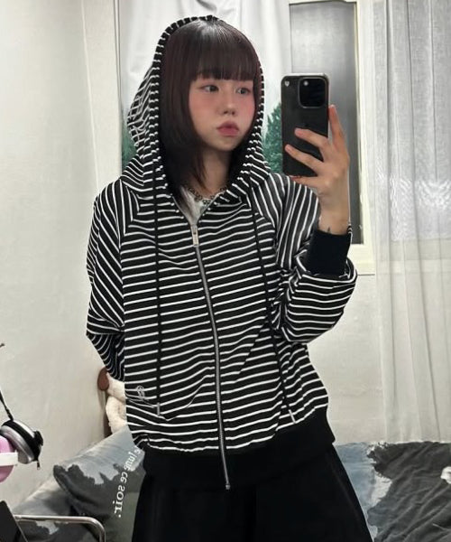 STRIPE HOODIE - 3 COLORS BLACK