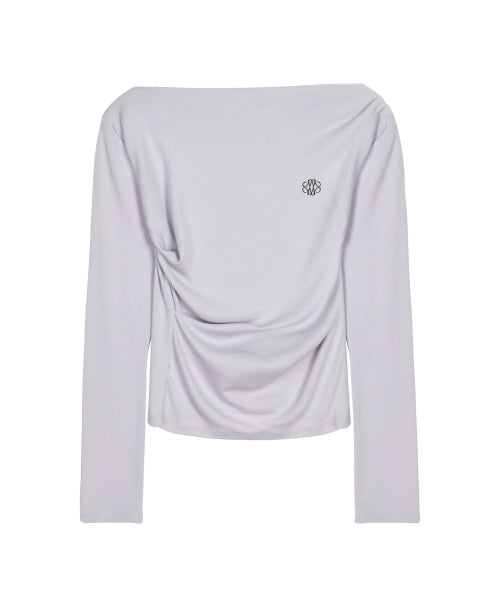 SHIRRING DRAPE BOAT NECK TOP #徐睿知同款! - 5 COLORS PURPLE