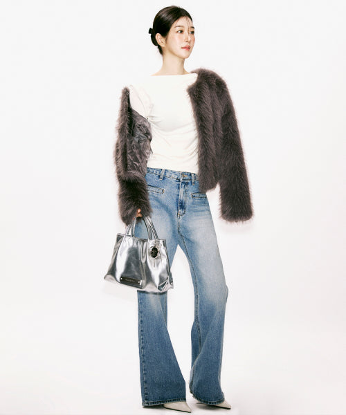 PIPING POCKET BOOTSCUT DENIM PANTS #徐睿知同款! BLUE