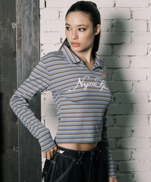 SLIM COLLAR L/S BLUE - 2 COLORS