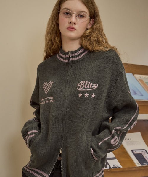 2-WAY KNIT ZIP-UP - 3 COLORS PURPLE