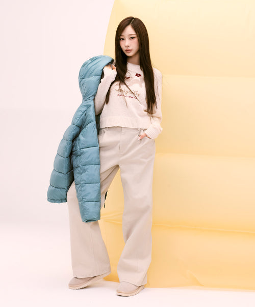 PEACH COTTON PINTUCK PANTS #GISELLE同款! - 2 COLORS BEIGE