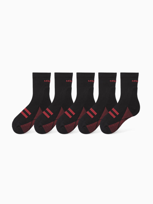 [5 PACK] MENASOO SOFT RUNSOCKS - 2 COLORS BLACK