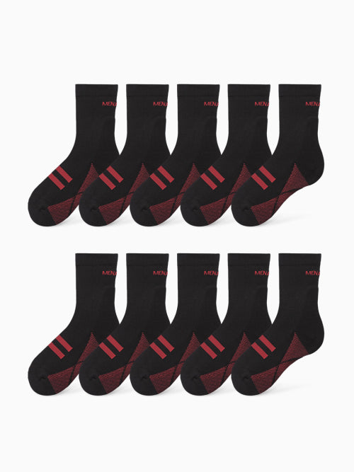 [10 PACK] MENASOO SOFT RUNSOCKS - 2 COLORS BLACK