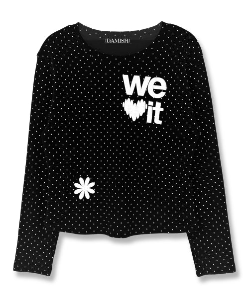 LOVE GRAPHIC DOT SLEEVE LONG - 2 COLORS BLACK