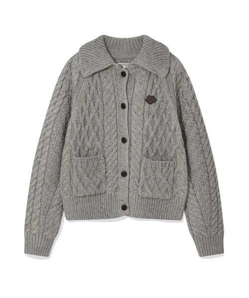 CABLE COLLAR CARDIGAN #GISELLE同款! - 2 COLORS GREY