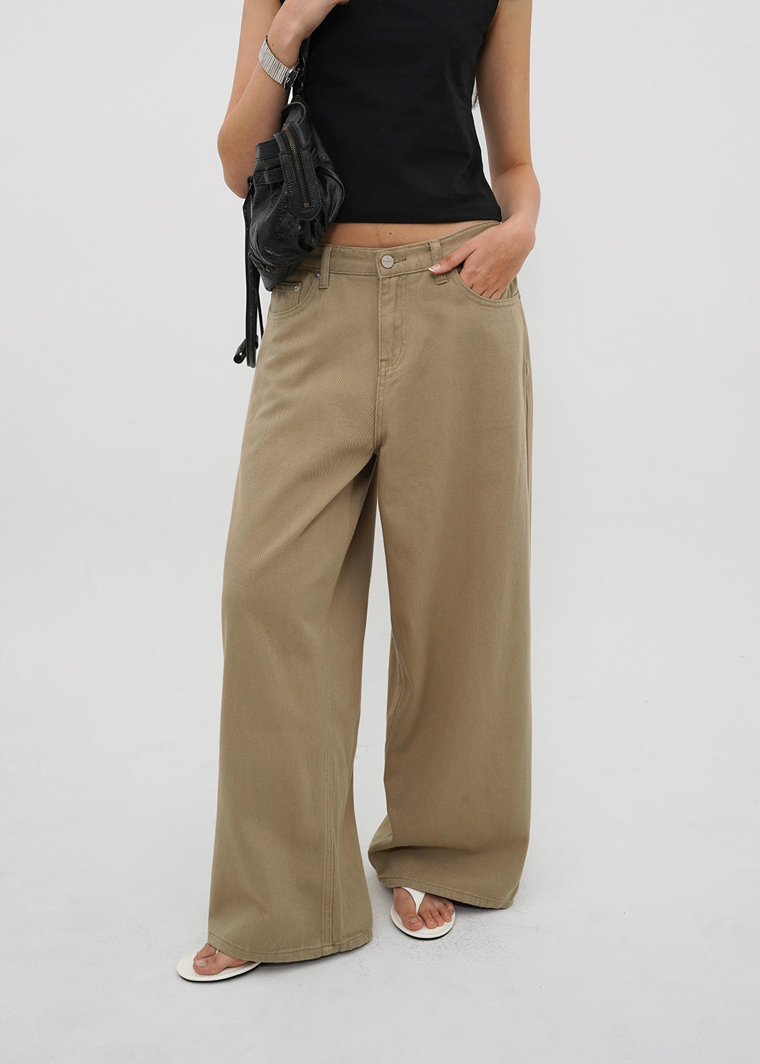 LOW WIDE COTTON PANTS - 2 COLORS 6
