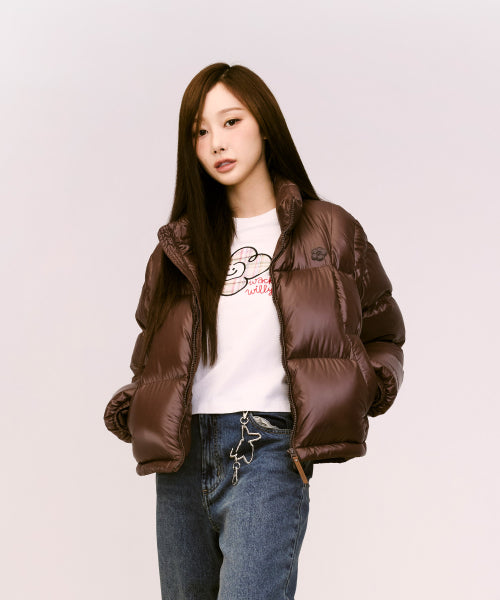 DUCKY GLOSSY DOWN SHORT PUFFER #GISELLE同款! - 5 COLORS BROWN