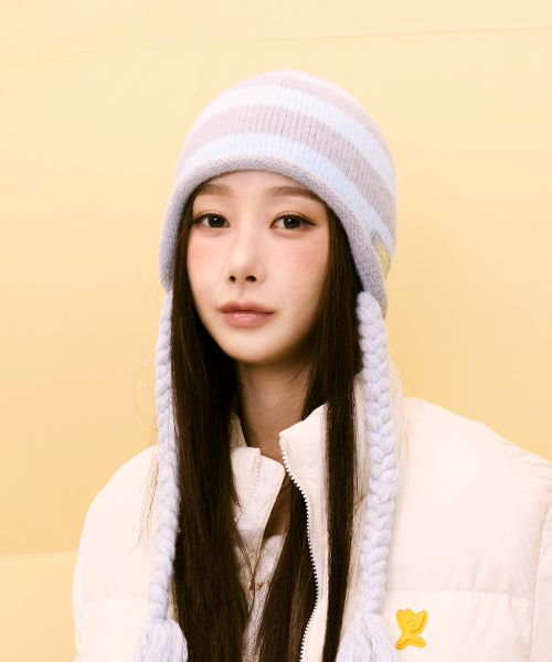 STRIPE TASSEL BEANIE #GISELLE同款! - 2 COLORS BLUE