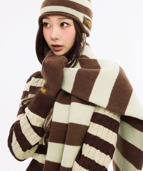 STRIPE KNIT MUFFLER #GISELLE同款! - 2 COLORS BLUE
