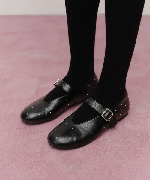 W MINI BALL STUD MARYJANE BLACK