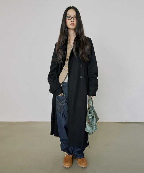 TAILORED WOOL LONG COAT - 2 COLORS BLACK