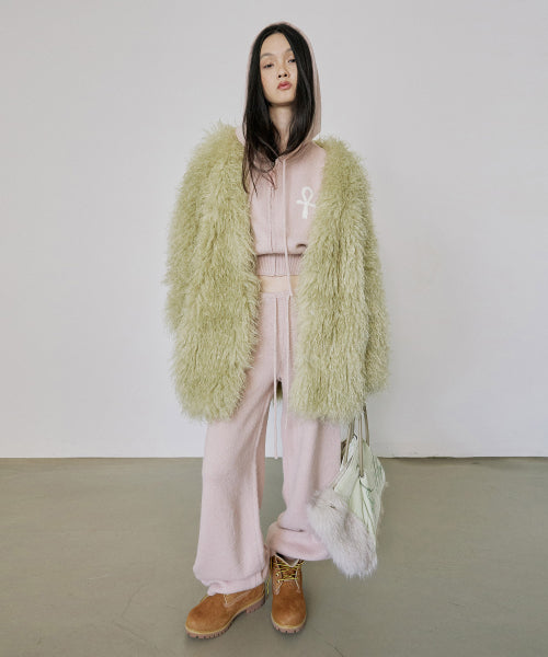 FAUX FUR MIDDLE JACKET - 4 COLORS GREEN