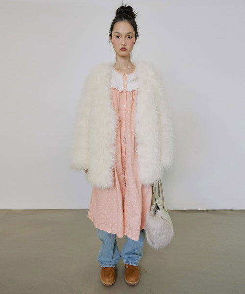 FAUX FUR MIDDLE JACKET - 4 COLORS WHITE