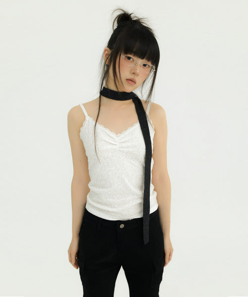 FLOWER EMBOSSED SLEEVELESS MINT - 4 COLORS IVORY
