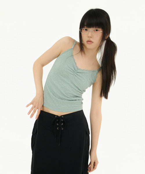 FLOWER EMBOSSED SLEEVELESS MINT - 4 COLORS MINT
