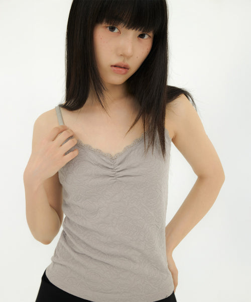 FLOWER EMBOSSED SLEEVELESS MINT - 4 COLORS GREY