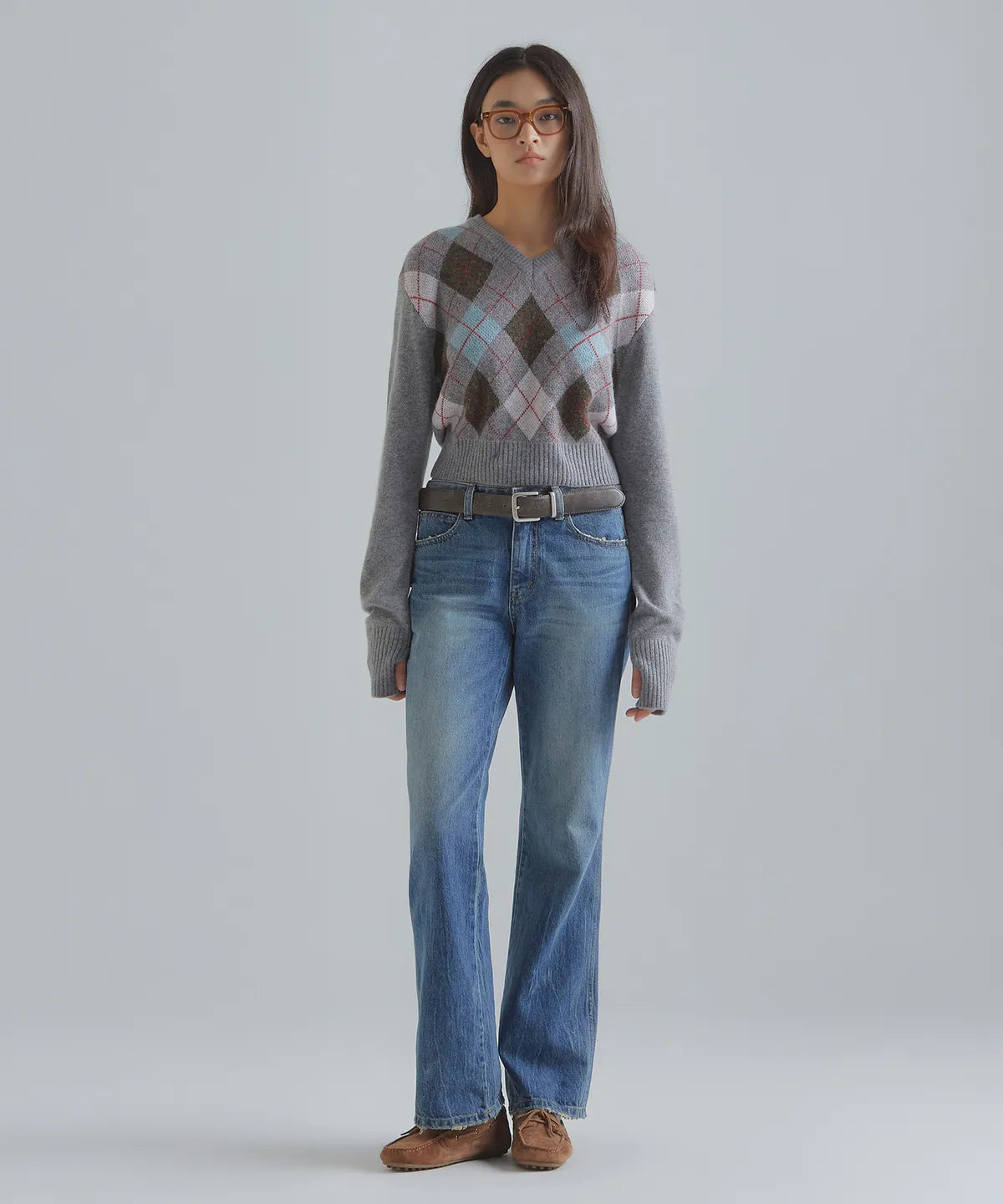 V-NECK WOOL-BLEND KNIT SWEATER #SULLYOON同款!