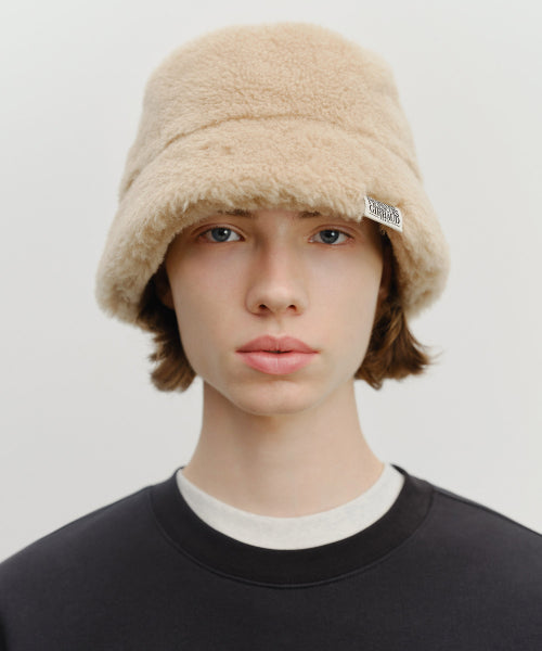 CLASSIC LOGO FUR BUCKET HAT - 2 COLORS BEIGE