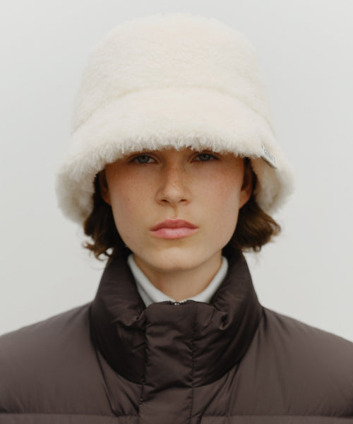 CLASSIC LOGO FUR BUCKET HAT - 2 COLORS IVORY
