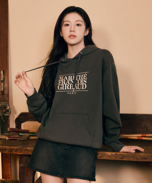 CLASSIC LOGO EMBROIDERY HOODIE - 3 COLORS CHARCOAL