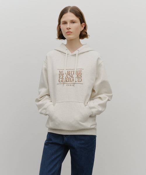 CLASSIC LOGO EMBROIDERY HOODIE - 3 COLORS OATMEAL